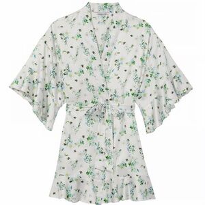 Victoria's Secret Satin Flounce Robe Spring Floral Bridal Lingerie Spring M/L